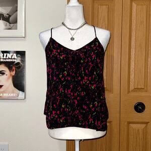 Freebird Top Women's Small Multicolor Purple Pattern Boho Casual Sleeveless Twee